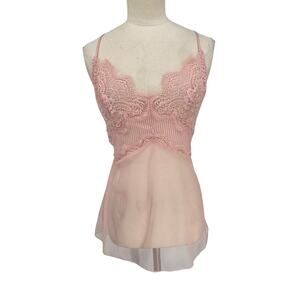 NWT Victorias Secret Cami Camisole Sheer Lace Pink Size Medium